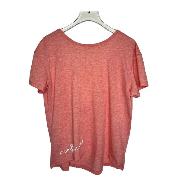 Club Pilates Open-Back Hi-Lo Short-Sleeved Coral Tee Small - Picture 3 of 5